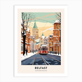 Vintage Winter Travel Poster Belfast Northern Ireland 2 Art Print