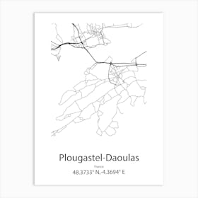 Plougastel Daoulas,France Minimalist Map Art Print