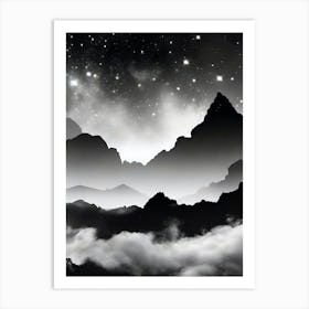 Black And White Mountain Landscape 31 Art Print