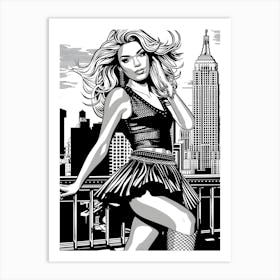 Mod Girl Black And White NYC 2 Art Print