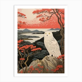 Bird Illustration Snowy Owl 1 Art Print