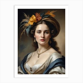 Elegant Classic Woman Portrait Painting (17) Art Print