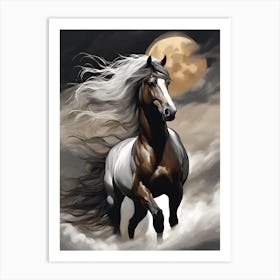 Horse In The Moonlight 4 Art Print