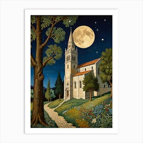 William Morris Church At Night Art Print