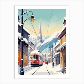 Vintage Winter Travel Illustration Chamonix France 1 Art Print