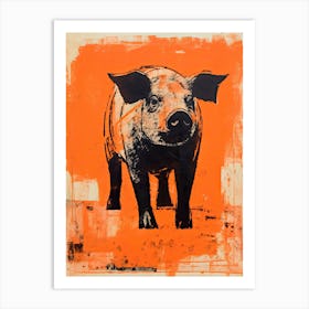 Pig, Woodblock Animal Drawing 1 Art Print
