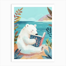 Polar Bear Reading Storybook Illustration 4 Art Print