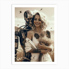 Robot And A Woman Art Print