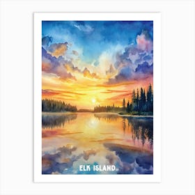 Elk Island National Park Watercolor Painting Art Print