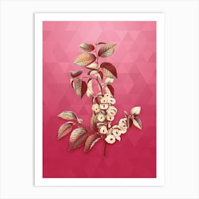 Vintage Field Elm Botanical in Gold on Viva Magenta n.0649 Art Print