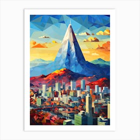 Seoul, South Korea, Geometric Illustration 1 Art Print