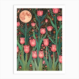 William Morris Pink Tulips Art Print