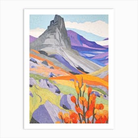 Tryfan Wales Colourful Mountain Illustration Art Print