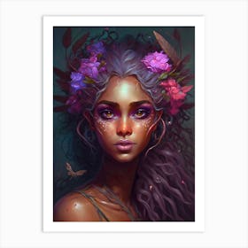 Black gorgeous fairy Art Print