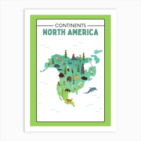 Continents North America animals Art Print