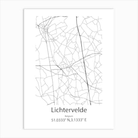 Lichtervelde,Belgium Minimalist Map Art Print