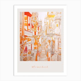 Marrakech Morocco 2 Orange Drawing Poster Art Print