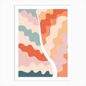 Retro Wavy Lines Plant Art Print