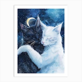 Two Cats Hugging 3 Art Print