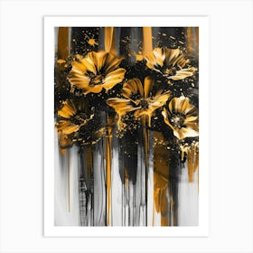 Gold Flowers Art Print