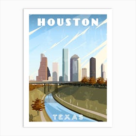 Houston, Texas, USA — Retro travel minimalist poster Art Print