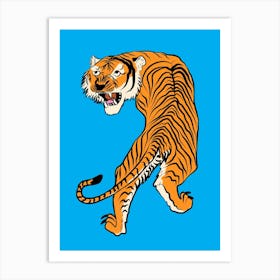 Tiger In Orange And Blue Art Print