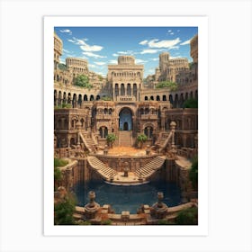 Aspendos Theater Pixel Art 1 Art Print