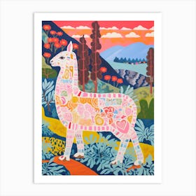 Maximalist Animal Painting Llama 1 Art Print