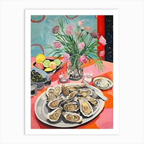 Mediterranean Seafood Lunch Summer Illustration 5 Art Print