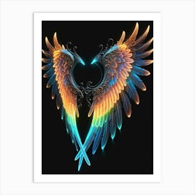 Neon Angel Wings 19 Art Print