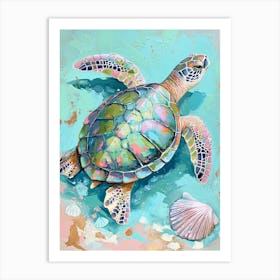 Pastel Rainbow Sea Turtle 2 Art Print