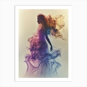 Abstract Woman Silhouette In Smoke Art Print