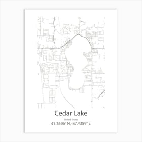 Cedar Lake,United States Minimalist Map Art Print