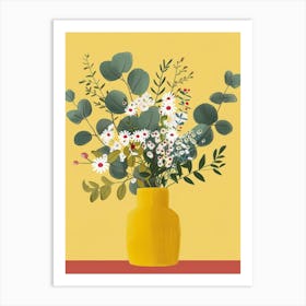 Floral Arrangement In A Yellow Vase Art Print