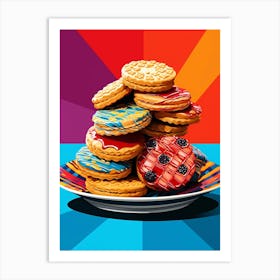 Pop Art Stacked Cookies On A Plate 2 Art Print