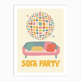 Sofa Party Lounge Print Disco Ball Art Print