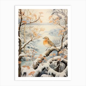 Winter Bird Painting Hermit Thrush 4 Art Print