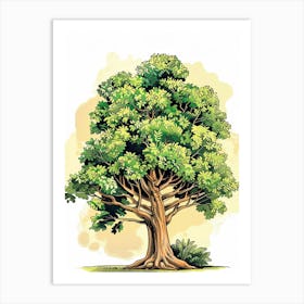 Mahogany Tree Storybook Illustration 1 Art Print