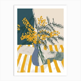 Mimosa Flowers On A Table   Contemporary Illustration 5 Art Print
