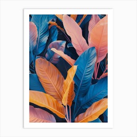 Pastel Tropical Leaves Art Print