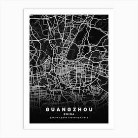 Guangzhou China Black Map Art Print