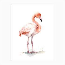 Baby Pink Flamingo Watercolour Nursery 2 Art Print