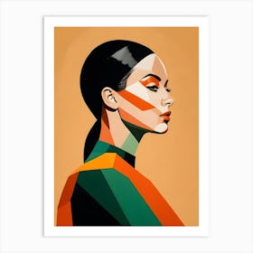 Geometric Woman Portrait Pop Art (7) Art Print