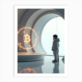 Child Looking At Bitcoin Art Print