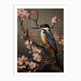 Dark And Moody Botanical Kingfisher 4 Art Print