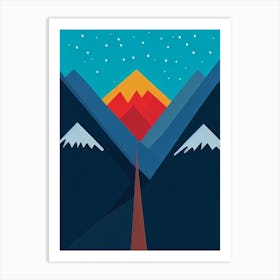 Megève, France Modern Illustration Skiing Poster Art Print