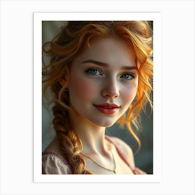 Beautiful Girl With Red Hair Art Print