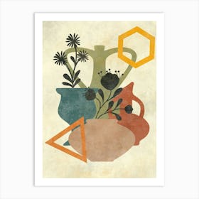 Vases And Geometric Shapes Art Print