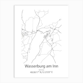 Wasserburg Am Inn,Germany Minimalist Map Art Print