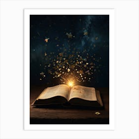 Open Book With Stars Art Print